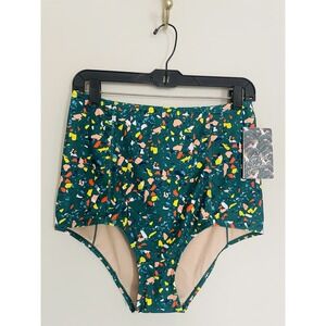 NWT Kortni Jeane Extended High Waisted Terrazzo Size Medium Swim Bottoms. Modest